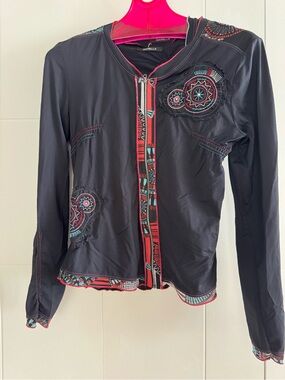 GARELLA Black Embroidered Zip-Front cardigan & camisole set - Size M